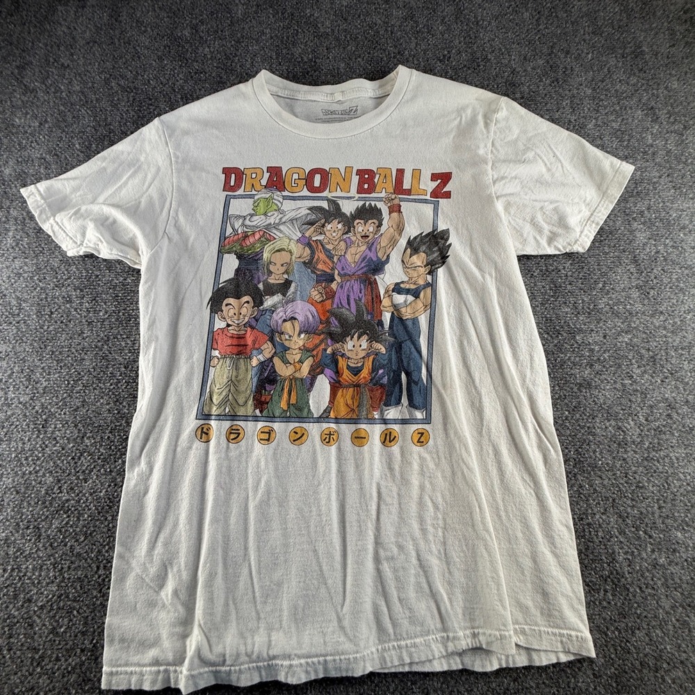 Dragon Ball Z Mens White Graphic T-Shirt Goku Vegeta Gohan Anime Tee Size M 0571